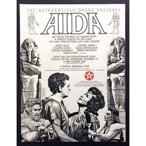 1989 Metropolitan Opera Placido Domingo "AIDA" TV Broadcast by Texaco print ad